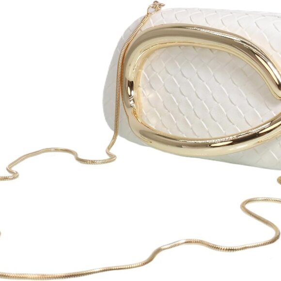 Women Woven PU Leather Clutch with Metal Handle Sized 7.5x4.1x3 for Formal or Ca - Picture 7 of 7